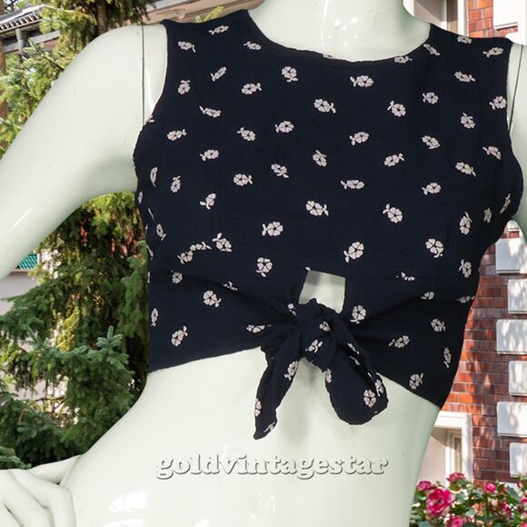 Vintage Ripe Clothing Blue USA Made Cropped Crop Top 3XS - Picture 7 of 10